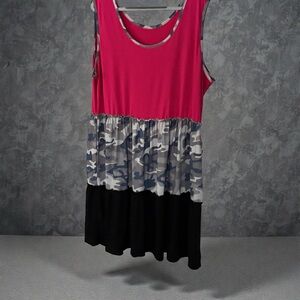 Vibrant Pink and Black Camouflage Tunic Dress